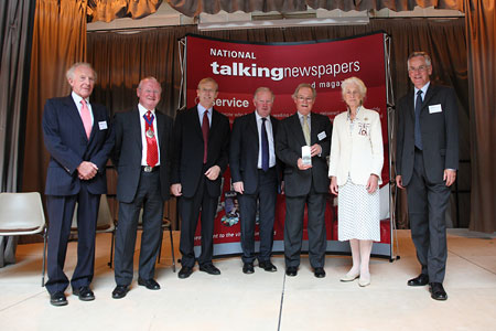 left-right: Mr Nick Carrie - Chairman of NTN&M Volunteers Committee, Councillor Bob Lacey OBE - Chairman ESCC, Mr Peter Field - Vice Lord Lieutenant of East Sussex, Mr Charles Hendy MP for Wealden, Mr Peter Driver - Chairman NTN&M, Mrs Phyllida Stewart-Roberts, OBE - Lord Lieutenant of East Sussex and Mr John Kerby - CEO NTN&M