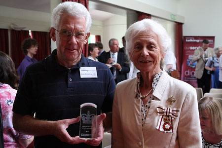Alan Pickering, CBE, a National Talking Newspapers & Magazines subscriber and supporter with Mrs Phyllida Stewart-Roberts, OBE - Lord Lieutenant of East Sussex